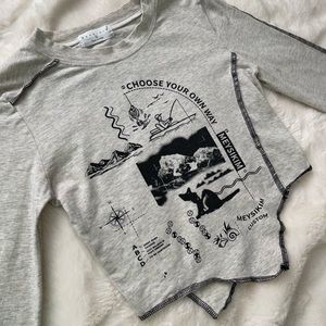 Cropped Long Sleeve Shirt, Size: L